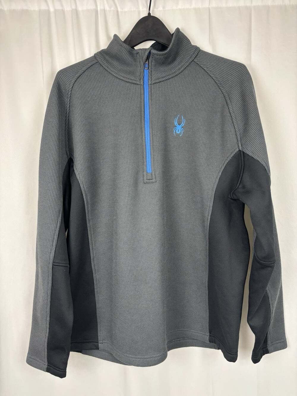 Spyder Outbound Quarter Zip Jacket Mens Size XXL Grey Black Blue Pullover Warm